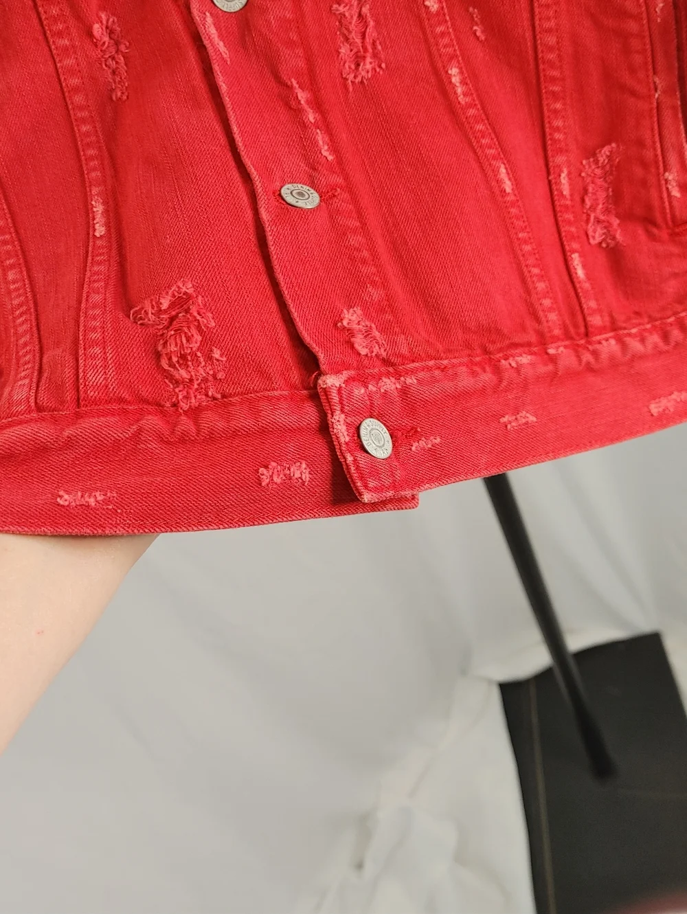 Denim & Supply Ralph Lauren Red Distressed Denim Vest Sleeveless Medium M - Picture 9 of 15